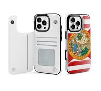 U.S.A And Florida State Flag Mobile Phone Flip Cases Compatible with iPhone 16/16 Plus/16 Pro/16 Pro Max/16 E/16 SE4 Anti-Scratch Covers