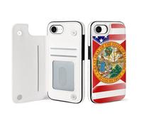 U.S.A And Florida State Flag Mobile Phone Flip Cases Compatible with iPhone 16/16 Plus/16 Pro/16 Pro Max/16 E/16 SE4 Anti-Scratch Covers
