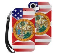 U.S.A And Florida State Flag Mobile Phone Front Flip Cases Compatible with iPhone 16/16 Plus/16 Pro/16 Pro Max/16 E Anti-Scratch Covers