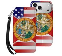 U.S.A And Florida State Flag Mobile Phone Front Flip Cases Compatible with iPhone 17/17 Air/17 Pro/17 Pro Max Anti-Scratch Covers