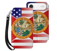 U.S.A And Florida State Flag Mobile Phone Front Flip Cases Compatible with iPhone 17/17 Air/17 Pro/17 Pro Max Anti-Scratch Covers