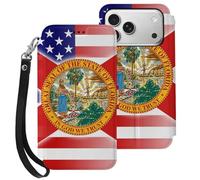U.S.A And Florida State Flag Mobile Phone Front Flip Cases Compatible with iPhone 17/17 Air/17 Pro/17 Pro Max Anti-Scratch Covers