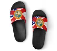 U.S.A And Florida State Flag Unisex Home Slippers Open Toe Slide Sandals PVC Shower Shoes for House Hotel