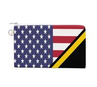 U.S.A and Jamaica Flag Portable Canvas Coin Purse Fashion Pencil Case Travel Makeup Bag