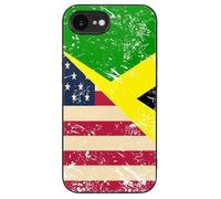 U.S.A And Jamaican Vintage Flag Printed Phone Case Cute Slim Glass Cellphone Protective Cover Unisex Compatible with iPhone 16/16 Plus/16 Pro/16 Pro Max/16 E
