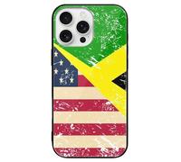 U.S.A And Jamaican Vintage Flag Printed Phone Case Cute Slim Glass Cellphone Protective Cover Unisex Compatible with iPhone 16/16 Plus/16 Pro/16 Pro Max/16 E