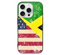 U.S.A And Jamaican Vintage Flag Printed Phone Case Cute Slim Glass Cellphone Protective Cover Unisex Compatible with iPhone 16/16 Plus/16 Pro/16 Pro Max/16 E