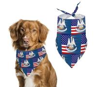 U.S.A And Louisiana State Flag Printed Dog Bandanas Adjustable Trendy Triangle Pet Scarffor Small Medium Large