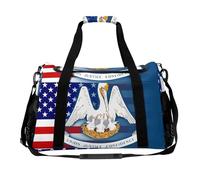 U.S.A and Louisiana State Flag Trendy Duffle Bag for Travel Large Capacity Lightweight Carry on Halfday Weekender Bags