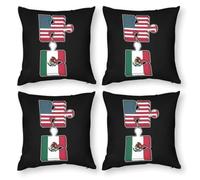 U.S.A And Mexico Puzzle Flag Cozy Polyester Pillowcase