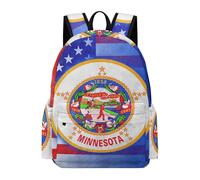 U.S.A And Minnesota State Flag Casual Travel Backpack for Men Women 16.5 Inch Oxford Cloth Lightweight Basic Daypack