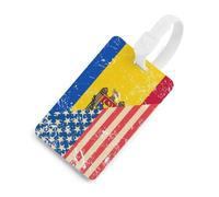 U.S.A and Moldova Vintage Flag Funny Luggage Tags for Suitcases Travel Baggage Name ID Card Labels for Men Women