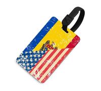 U.S.A and Moldova Vintage Flag Funny Luggage Tags for Suitcases Travel Baggage Name ID Card Labels for Men Women