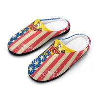 U.S.A And Moldova Vintage Flag Men's House Slippers Memory Foam Washable Cotton Slip on Home Shoes