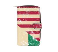 U.S.A and Nigeria Vintage Flag Leather Bifold Organizer Wallet with Zipper Pocket Multifunctional Credit Card Holder