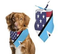 U.S.A And Saint Lucia Flag Funny Dog Bandanas Adjustable Pet Neckerchief Summer Triangle Scarf for Small Medium Large Pets