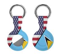 U.S.A And Saint Lucia Flag Funny Protective Case Compatible with Airtag GPS Tag Tracker Cover for Pet Luggage Key