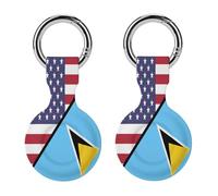 U.S.A And Saint Lucia Flag Funny Protective Case Compatible with Airtag GPS Tag Tracker Cover for Pet Luggage Key