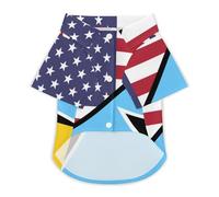 U.S.A And Saint Lucia Flag Lightweight Dog Shirt Breathable Summer Clothes Casual Pet T-Shirts for Small Medium Large Dogs Cats