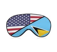 U.S.A and Saint Lucia Flag Soft Sleep Eye Mask with Adjustable Strap Breathable Sleeping Eyeshade Cute Eyes Shade