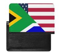 U.S.A and South Africa Flag Leather Passport Holder ID Card Protector Portable Cover Case Travel Wallet for Men Women
