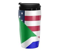 U.S.A and South Africa Flag Portable Coffee Cups Insulated Mug Water Tumbler with Lid Sealed for Hot Cold Drinks 250ml