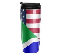 U.S.A and South Africa Flag Portable Coffee Cups Insulated Mug Water Tumbler with Lid Sealed for Hot Cold Drinks 350ml