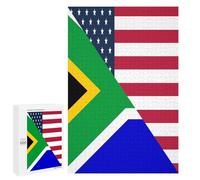 U.S.A And South Africa Flag Wooden Puzzle Letter on Back Adults Difficult Jigsaw Puzzles for Home Family Game Birthday Gift