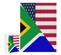 U.S.A And South Africa Flag Wooden Puzzle Letter on Back Adults Difficult Jigsaw Puzzles for Home Family Game Birthday Gift