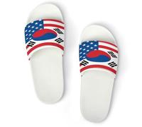 U.S.A And South Korean Flag PVC Anti-Skid Home Slippers | Slides Shower Shoes House Bathroom Slippers for Women Men