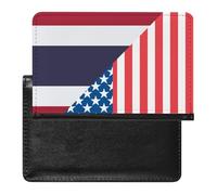 U.S.A and Thailand Flag Leather Passport Holder ID Card Protector Portable Cover Case Travel Wallet for Men Women