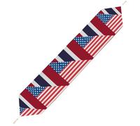 U.S.A And Thailand Flag Print Short Plush Table Runner Fashion Fall Runners Kitchen Dining Decor for Home Party