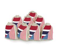 U.S.A And Thailand Flag Small Cotton Linen Pocket Reusable Drawstring Bag Funny Gift Wrap Storage Wrapping Pouch 8 Pieces