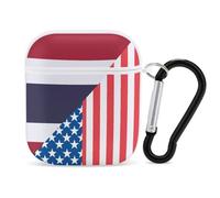 U.S.A And Thailand Flag Stylish Printed Bluetooth Headset Protective Cover Compatible with AirPods 1/2 with Buckle