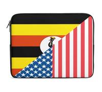 U.S.A And Uganda Flag Printed Laptop Sleeve Case with Double Zipper Portable Computer Bag Protective Briefcase Handbag