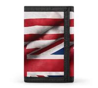 U.S.A and UK Flag Slim Trifold Wallet for Men ID Window