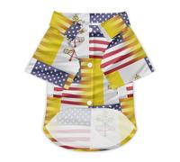 U.S.A And Vatican Flag Dog Shirt for Dogs & Cats Breathable Short Sleeve Pet T-Shirt Lightweight Dog Summer Tops 2XL