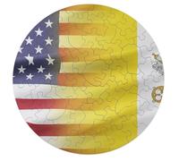 U.S.A And Vatican Flag Wooden Jigsaw Puzzles for Adults Brain-Teasing Game Idea Puzzle Gift for Unisex