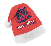 U.S.A And Wresting Santa Hat Christmas Holiday Party Headwear for Adults Soft Velvet Festive Costume Accessory Child
