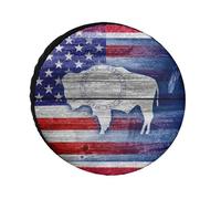 U.S.A And Wyoming State Flag Universal Spare Tire Cover Waterproof Wheel Protection Cover for Trailer Truck RV