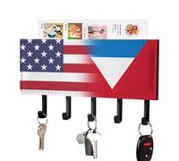 U.S.A. Antiguan and Barbuda Flag Key Holder for Wall with 5 Hooks Letter Coat Rack 4.3×7.1×1 Inches
