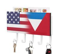 U.S.A. Antiguan and Barbuda Flag Key Holder for Wall with 5 Hooks Letter Coat Rack 4.3×7.1×1 Inches