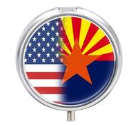 U.S.A. Arizonas State Flag Round Pill Box Organiser 3 Compartment Medicine Case