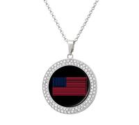 U.S.A Barcode Flag Freedom for Sale Women's Necklaces Lightweight Round Alloy Pendant Diamond Necklace Ladies Jewelry Gift Silver-style