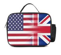 U.S.A Britain Flag Insulated Lunch Bag Reusable Cooler Tote Leakproof Lunchbox Organizer with Detachable Handle
