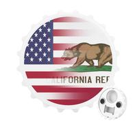 U.S.A California State Flag 2 in 1 Magnetic Beer Bottle Opener Fridge Magnets Easy Storage Gift for Men Women White-Style