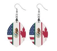 U.S.A Canada Mexico Flag Artistic Wooden Earrings Pendant Vintage Earring Hooks Trendy Vacation Dangle Boho Eardrop Apricot Shaped