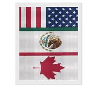 U.S.A Canada Mexico Flag Diamond Art Painting for Home Wall Decor Adults Arts Crystal Points Kits Full Square Drill