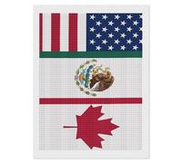 U.S.A Canada Mexico Flag Diamond Art Painting for Home Wall Decor Adults Arts Crystal Points Kits Full Square Drill