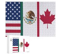 U.S.A Canada Mexico Flag Funny Wooden Picture Puzzle Wood Jigsaw Creative Gift for Adults And Family Game